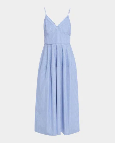 Co Basque Striped Midi Dress In Multi