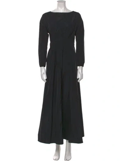 Pre-owned Co Bateau Neckline Long Dress In Black