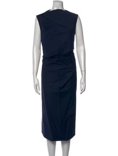 Pre-owned Co Bateau Neckline Long Dress In Blue