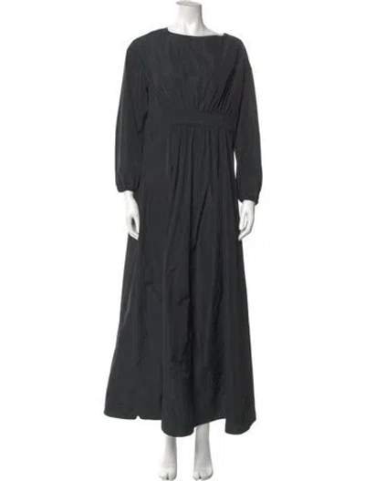 Pre-owned Co Bateau Neckline Long Dress In Green