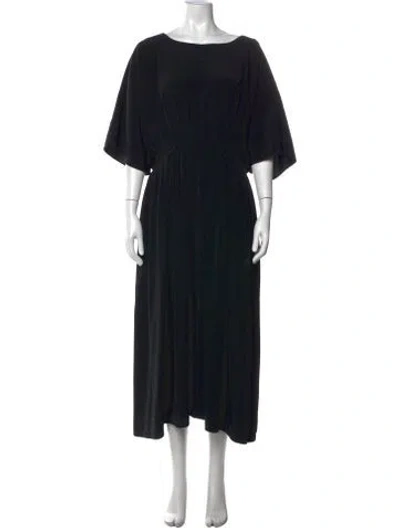 Pre-owned Co Bateau Neckline Midi Length Dress In Black