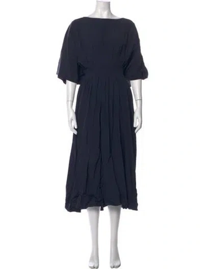 Pre-owned Co Bateau Neckline Midi Length Dress In Blue