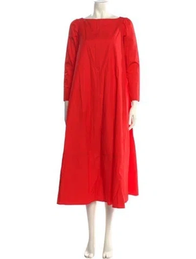 Pre-owned Co Bateau Neckline Midi Length Dress In Orange