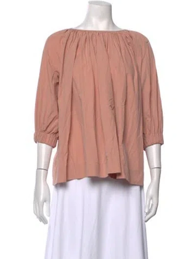 Pre-owned Co Bateau Neckline Three-quarter Sleeve Top In Pink