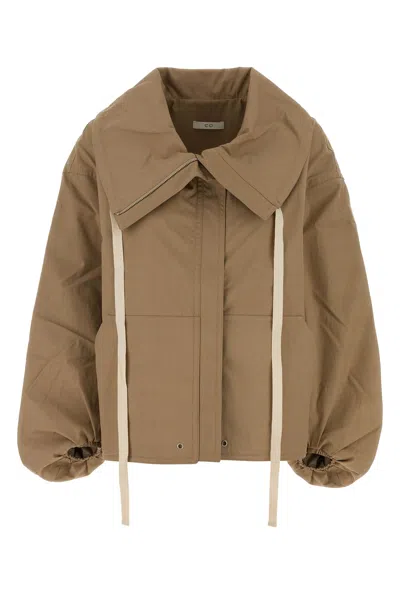 Co Beige Tton Blend Jacket In Brown