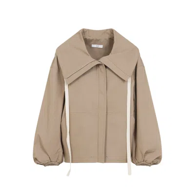 Co Beige Rolled Llar Tton Jacket In Brown