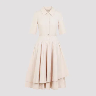 Co Pink Ss Belted Tton Long Dress In Neutral