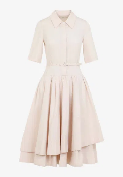 Co Belted Midi Poplin Dress In Pink