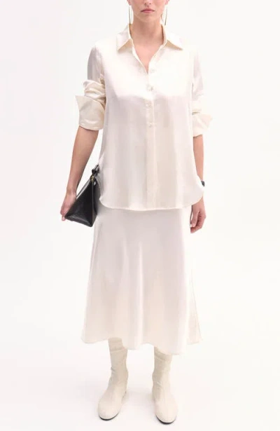 Co Bias Cut Slip Skirt In White