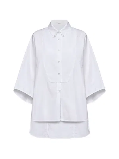 Co Bib-detail Batwing-sleeve Shirt In White