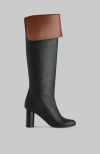 Co Fold-over Leather Knee Boots In Black