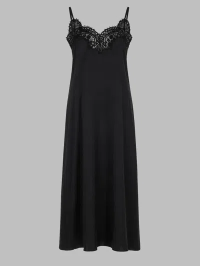 Co Mid Length Lace Loungewear Slip Dress In Black