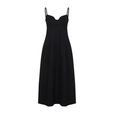 Co Black Bustier Cut Tton Midi Dress
