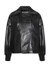 Co Black Leather Oversized Bomber Jacket In Black