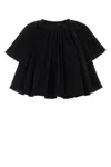 Co Polyester Blend Cape Top Round Neck In Black