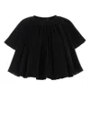 Co Polyester Blend Cape Top Round Neck In Black