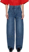 Co High-rise Wide-leg Denim Balloon Pants In 410 Indigo