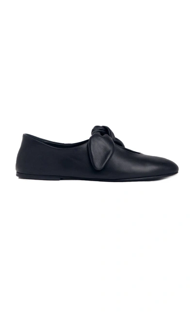 Co Bow-detailed Leather Flats In Black
