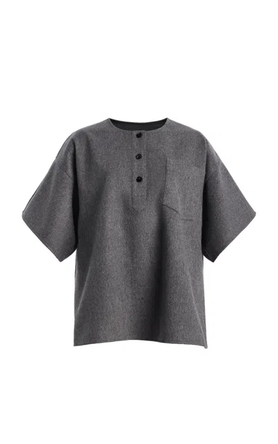 Co Boxy Wool Cashmere Shirt In Gray