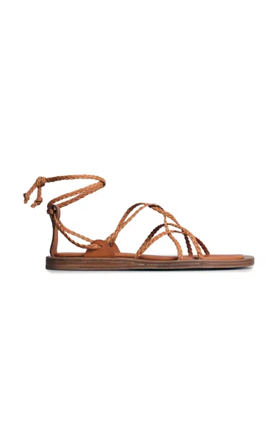 Co Braided Leather Gladiator Sandals In Brown