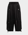 Co Braies Silk Wide-leg Crop Cargo Pants In Black