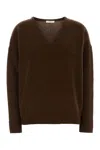 Co Cashmere V Neck Sweater In Brown