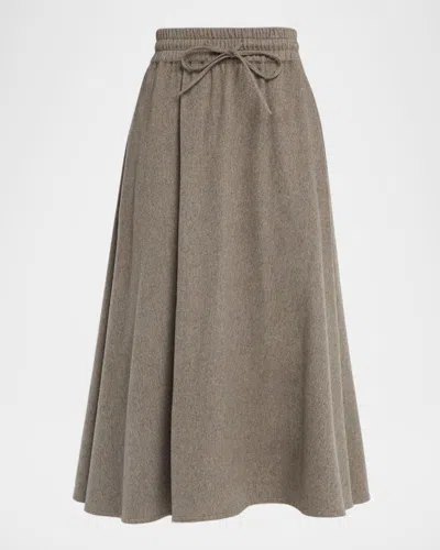 Co Brushed Wool-cashmere Drawstring Maxi Skirt In Gray