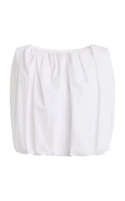 Co Bubble Tton Poplin Top In White