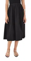 Co Wool-blend Twill Midi Skirt In Black