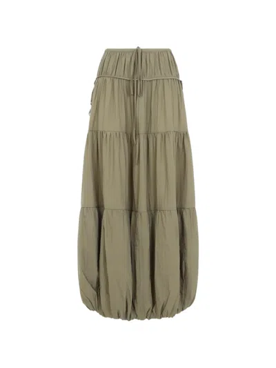 Co Green Soft Gathered Bubble Recycled Polyester Midi Skirt