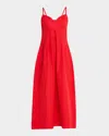 Co Bustier Midi Dress In Red