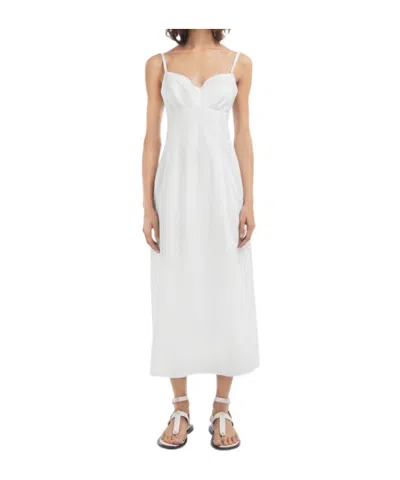 Co Sleeveless Tton Sateen Bustier Midi Dress In White