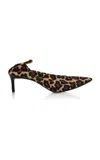 Co Calf Hair Pointed Ruched Pumps In Animal Print