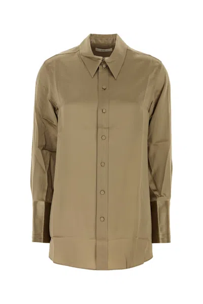 Co Dove Grey Satin Shirt In Brown