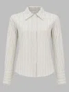 Co Tailored Classic Llar Striped Silk Blouse In White