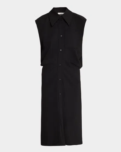 Co Cap-sleeve Banana Cut Shirtdress In Black