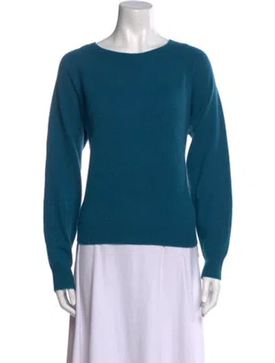 Pre-owned Co Cashmere Bateau Neckline Sweater In Blue
