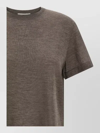 Co Cashmere Fine-knit Short-sleeve T-shirt In Brown