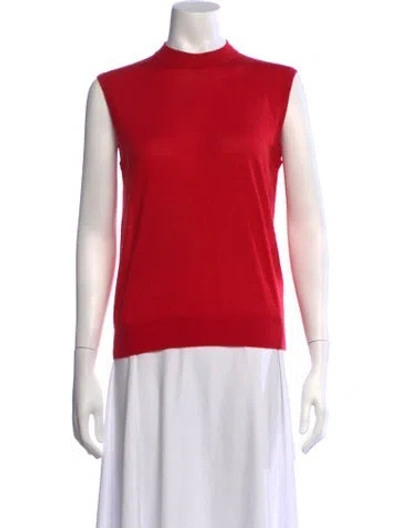 Pre-owned Co Cashmere Mock Neck Sweater In Red