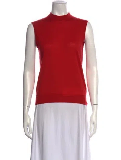 Pre-owned Co Cashmere Mock Neck Sweater In Red