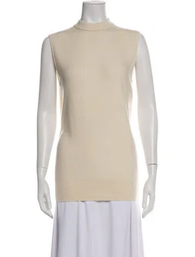 Pre-owned Co Cashmere Mock Neck Top In Neutral
