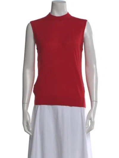 Pre-owned Co Cashmere Mock Neck Top In Red