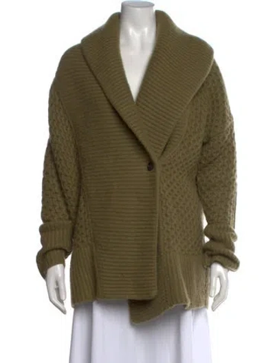 Pre-owned Co Cashmere Open Front Sweater In Green