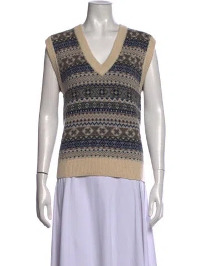 Pre-owned Co Cashmere Patterned Sweater W/ Tags In Neutrals
