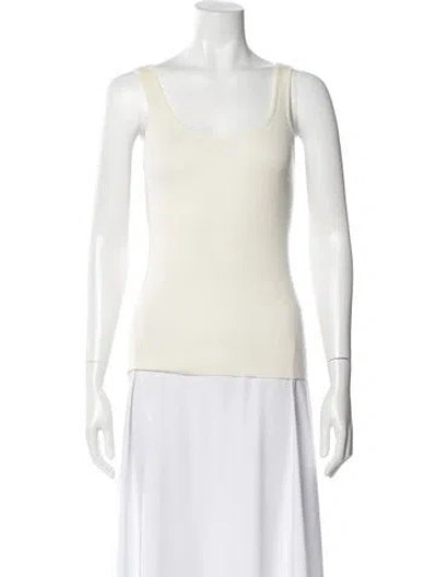 Pre-owned Co Cashmere Sop Neck Top W/ Tags In White