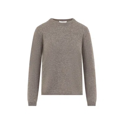 Co Cashmere Silk Crewneck Long Sleeve Sweater In Gray