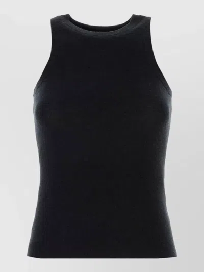Co Cashmere Tank Top Ribbed Round Neck In Black