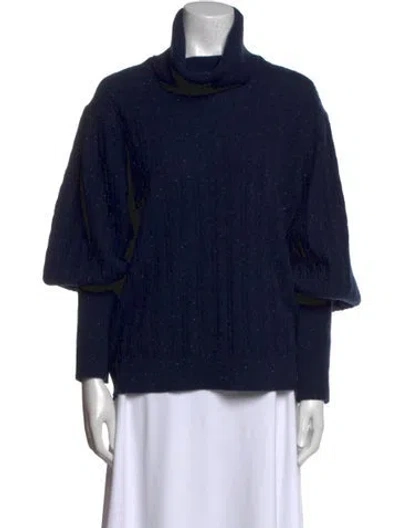 Pre-owned Co Cashmere Turtleneck Sweater In Blue