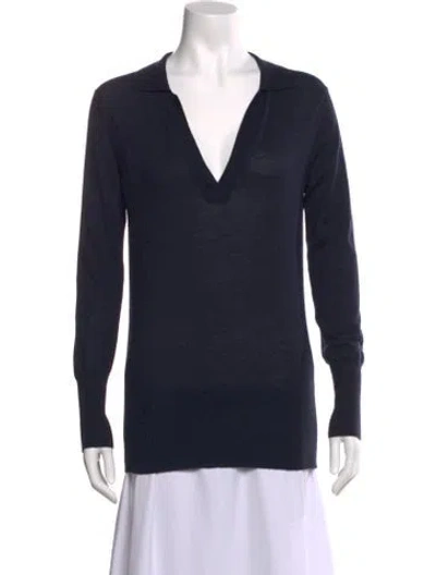 Pre-owned Co Cashmere V-neck Sweater In Blue