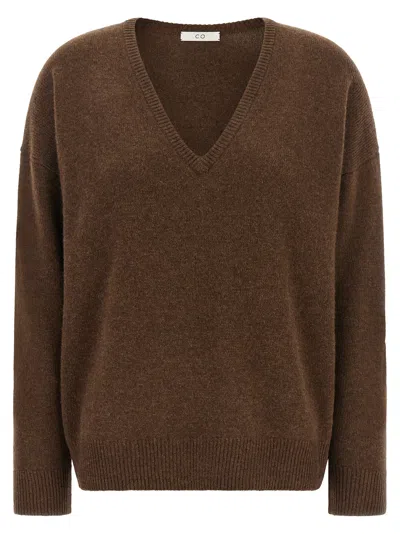 Co Cashmere V-neck Sweater In Brown